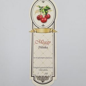 Öntapadós hosszúkás pálinkás címke - Meggy