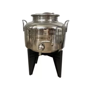 INOX, füles kanna műanyag lábbal + csappal - 5 l