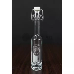 Díszüveg ón címkével, csatos, 0.04 l - Szilva