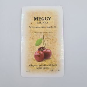 Öntapadós téglalap pálinkás címke - Meggy